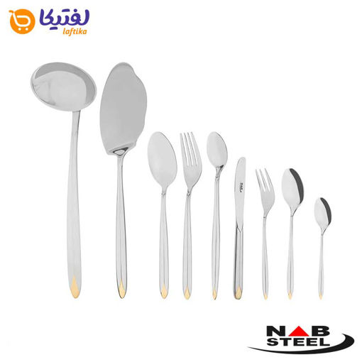 سرویس 124 پارچه ناب استیل مدل پالرمو جعبه چوبی دورطلایی