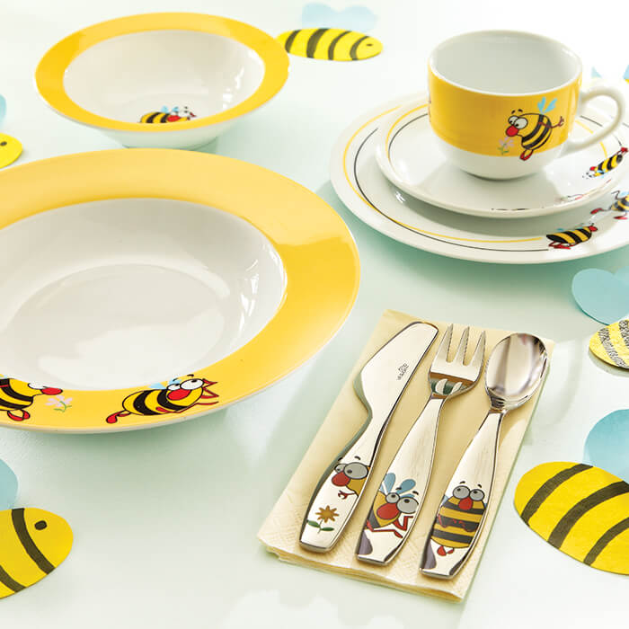 سرویس 3 پارچه قاشق وچنگال کودک چینی زرین بامبل بی