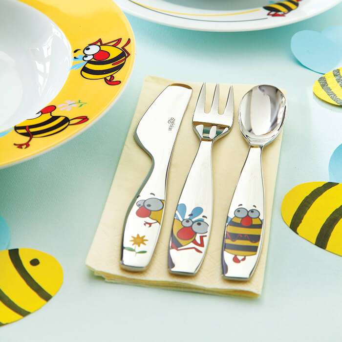 سرویس 3 پارچه قاشق وچنگال کودک چینی زرین بامبل بی