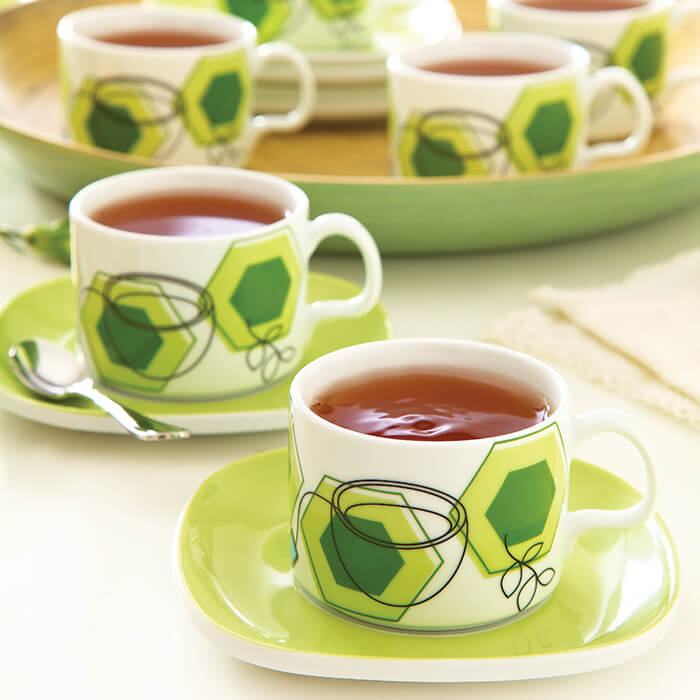 سرویس چینی 12 پارچه چای خوری هماکلاس چینی زرین گرین تی