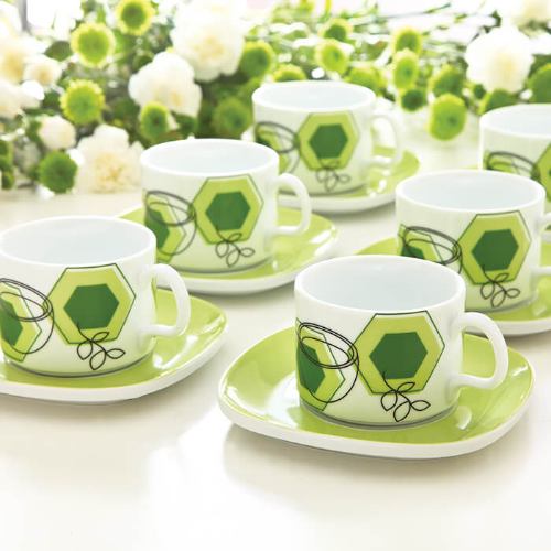 سرویس چینی 12 پارچه چای خوری هماکلاس چینی زرین گرین تی