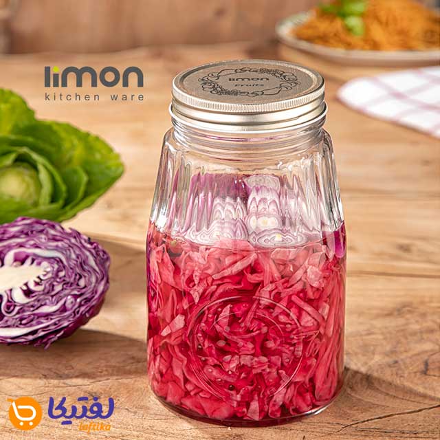 بانکه-شیشه-ای-15-لیتر-درب-فلزی-لیمون