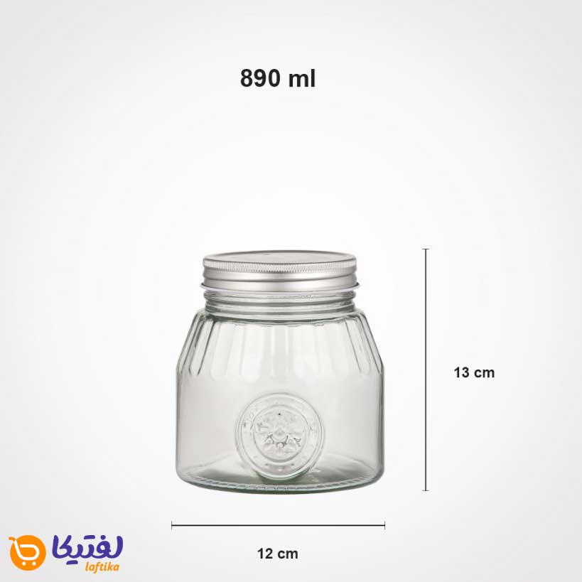 سایز-بانکه-شیشه-ای-890-میلی-لیتر-درب-فلزی-لیمون