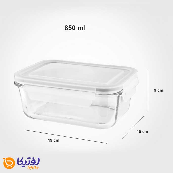 ظرف-شیشه-ای-مستطیل-850-میلی-لیتر-لیمون-ابعاد