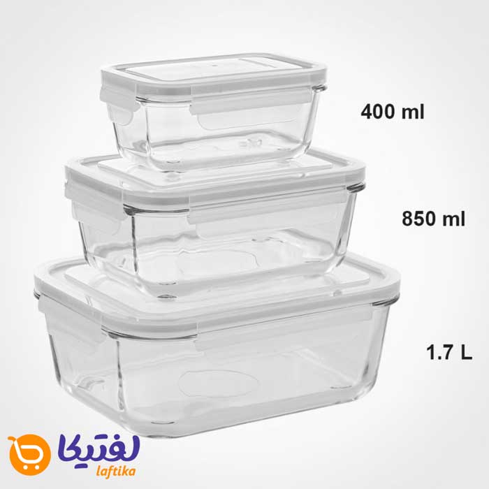 ابعاد ست ظرف شیشه ای مستطیل لیمون 1806