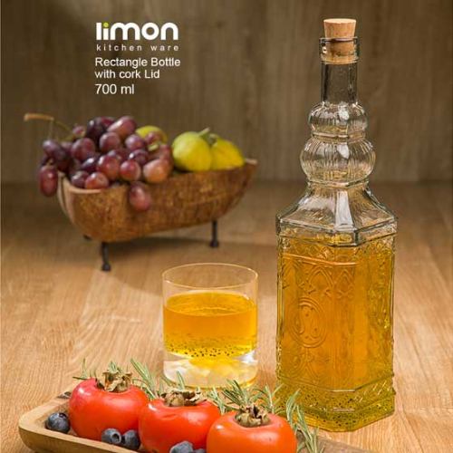 بطری 4 گوش درب چوب پنبه ای بلند
