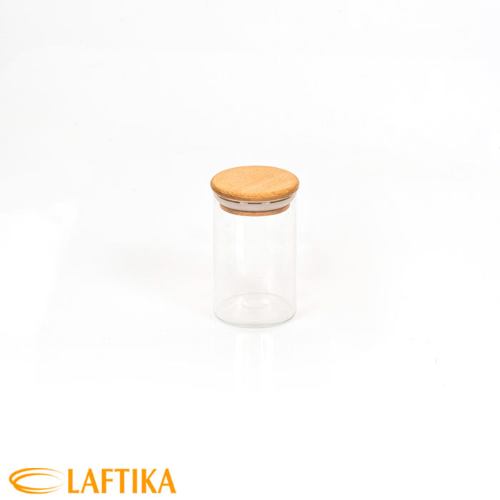 بانکه-ادویه-شیشه-ای-با-درب-چوبی-تریتی-قطر-6-ارتفاع-10-مدل-G-5003