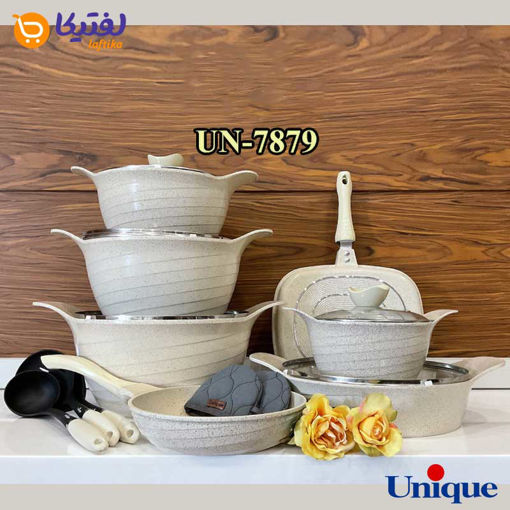 سرویس قابلمه یونیک 16 پارچه کرم گرانیتی رز UN-7879