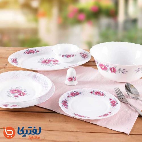 بهترین قیمت سرویس غذاخوری رزالین صورتی پارس اپال ۶ نفره
