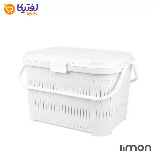 سبد پیک نیک درب دار کوتاه بامبو لیمون