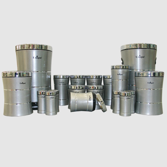 سرویس 18 پارچه کمر باریک خطی نقره ای استیل یونیک UN-4591