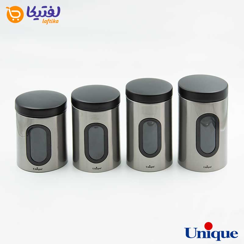 ظرف حبوبات در 4 سایز پنجره دار استیل یونیک UN-5990