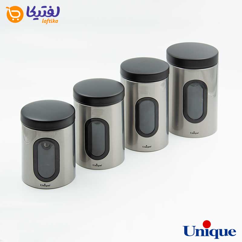 ظرف حبوبات در 4 سایز پنجره دار استیل یونیک UN-5990