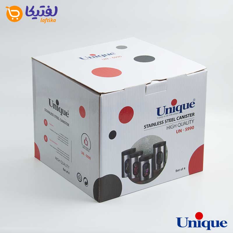 ظرف حبوبات در 4 سایز پنجره دار استیل یونیک UN-5990