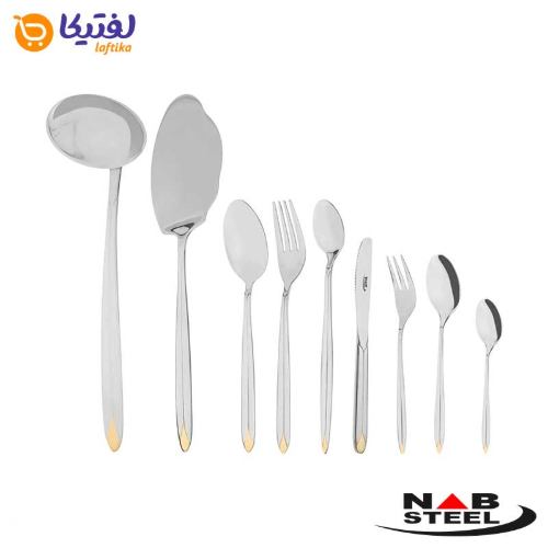 خرید سرویس قاشق و چنگال پالرمو دور طلایی ناب استیل 116 پارچه