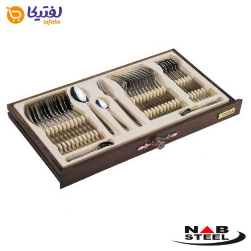 قاشق چنگال استیل ضدزنگ پالرمو دور طلایی ناب استیل