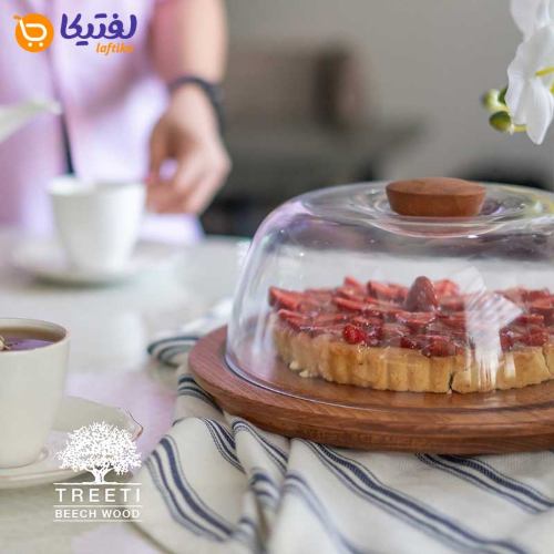 ظرف کیک چوبی با درب شیشه ای تیریتی بزرگ B 3312
