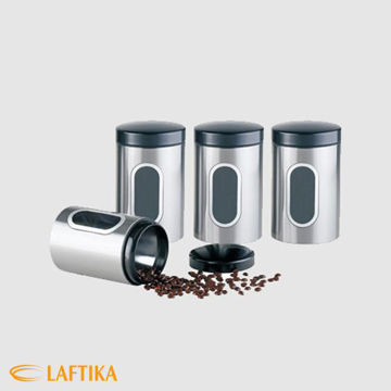 ظرف حبوبات 4 تایی پنجره دار استیل UN-6970
