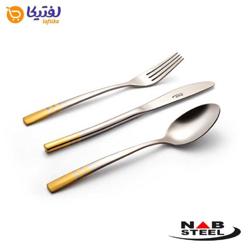 سرویس 128 پارچه ناب استیل مدل فلورانس با جعبه کادویی (دور طلایی)