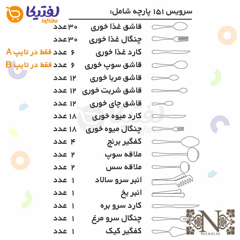 سرویس 151 پارچه نیکولاس