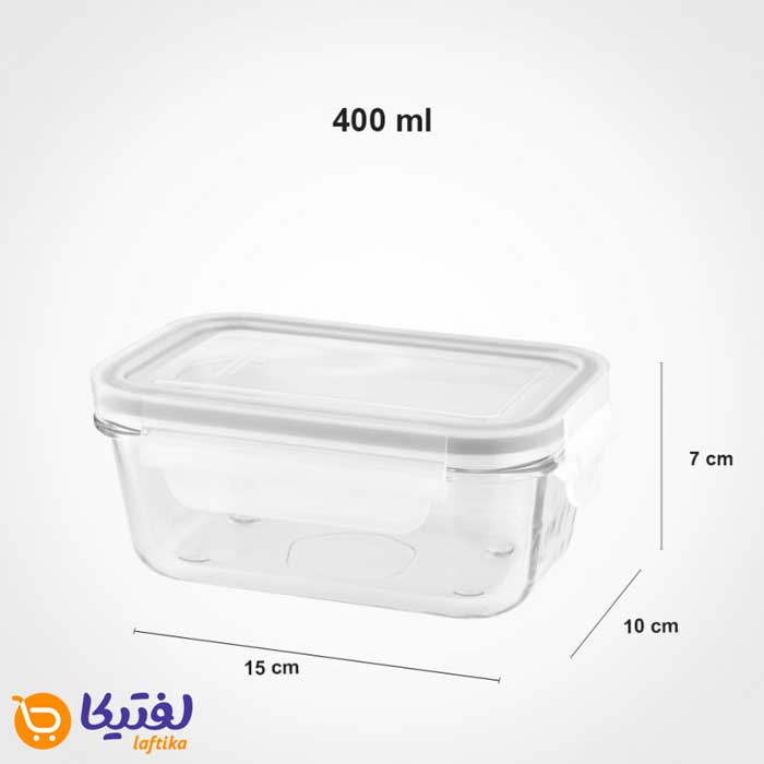 ظرف-شیشه-ای-مستطیل-400-میلی-لیتر-لیمون-سفید