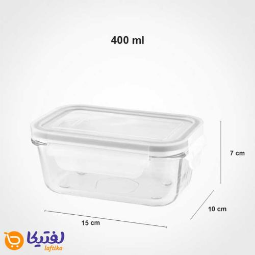 قیمت ظرف شیشه ای مستطیل 400 میلی لیتر لیمون 1804