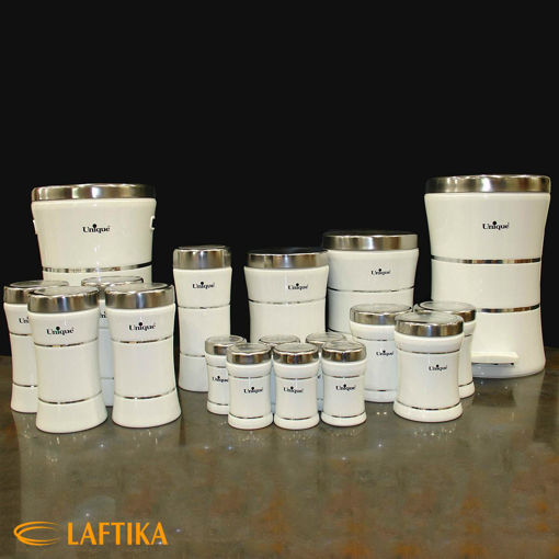 سرویس 18پارچه کمرباریک سفید درب استیل یونیک UN-4630 (توقف تولید)*