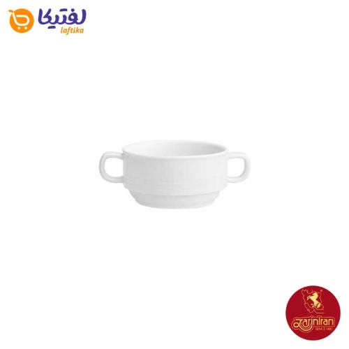 چینی زرین پیاله دسته دار سایز 10 (سوپ خوری) سفید هتلی