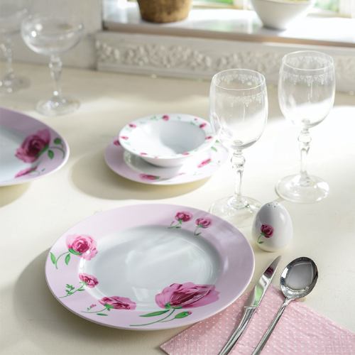 سرویس چینی زرین ایتالیا اف پینک رز 6 نفره 28 پارچه