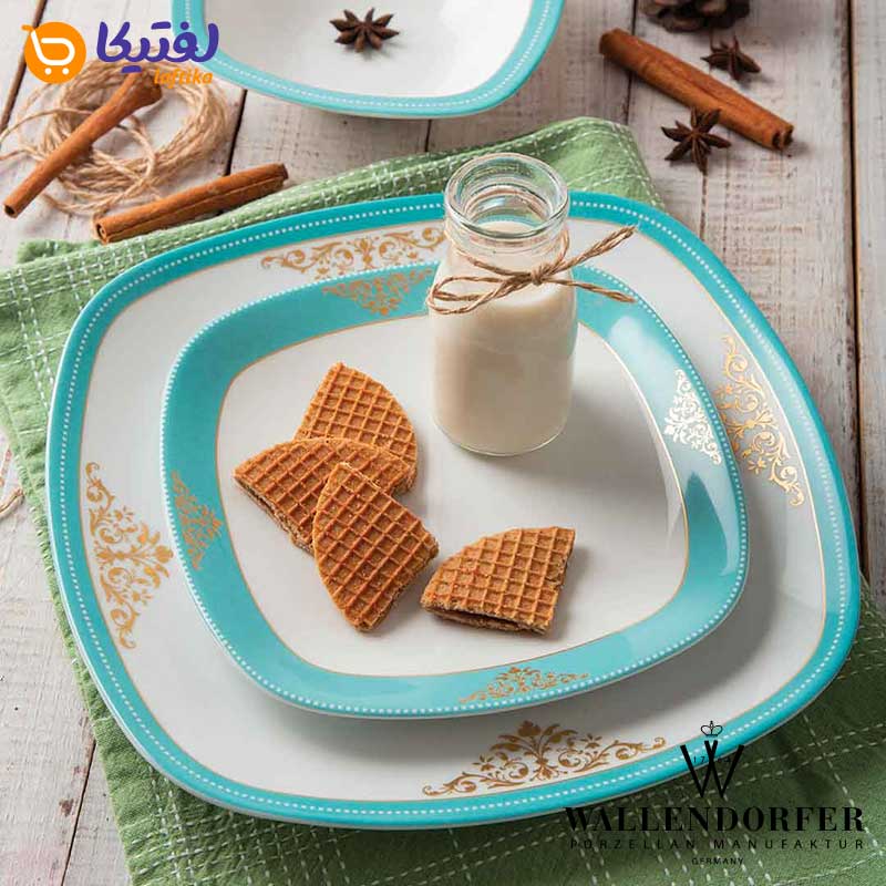 زیبایی سرویس چینی Wallendorfer کواترو طرح آرمیتاژ فیروزه ای 12 نفره