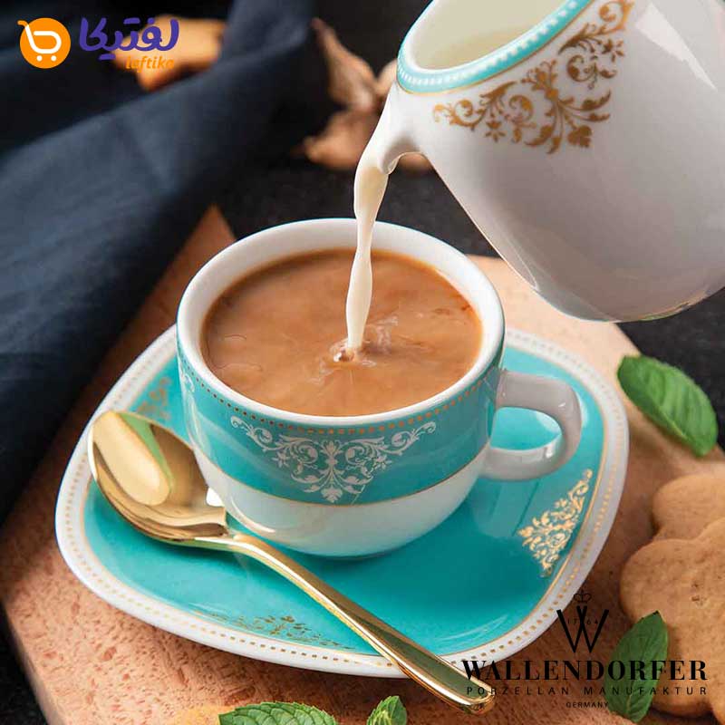 لایف استایل سرویس چینی والندورفر Wallendorfer کواترو طرح آرمیتاژ فیروزه ای 12 نفره