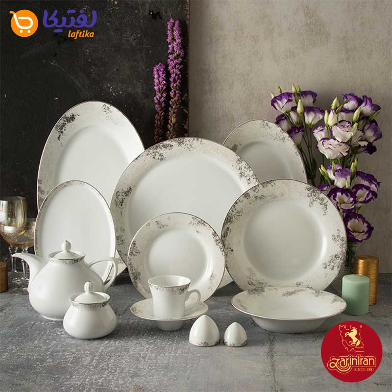 سرویس چینی زرین شهرزاد طرح کلودیا پلاتینی مناسب برای مصارف خانگی