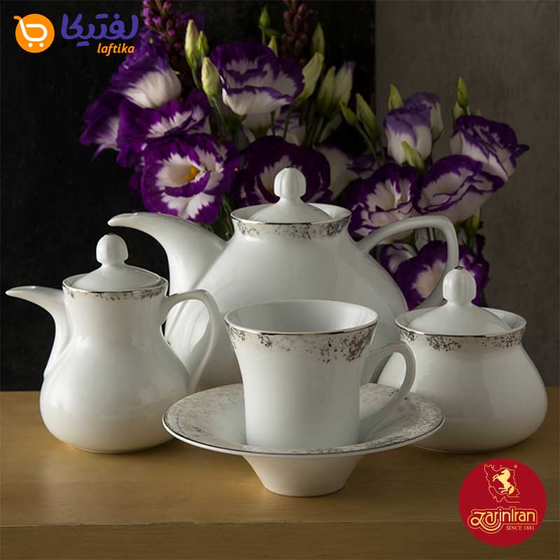 سرویس چای خوری چینی زرین شهرزاد طرح کلودیا پلاتینی 12 نفره