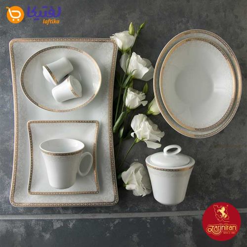 اقلام سرویس 97 پارچه چینی زرین وینچی طرح ریوا طلایی