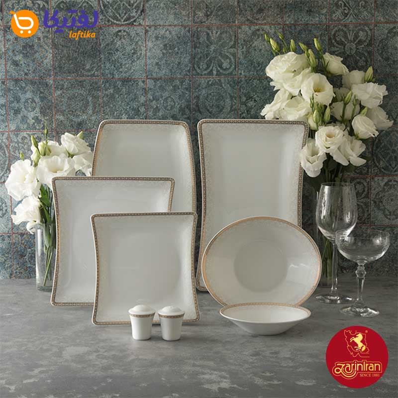 ناهارخوری سرویس 30 پارچه چینی زرین وینچی طرح ریوا طلایی 6 نفره