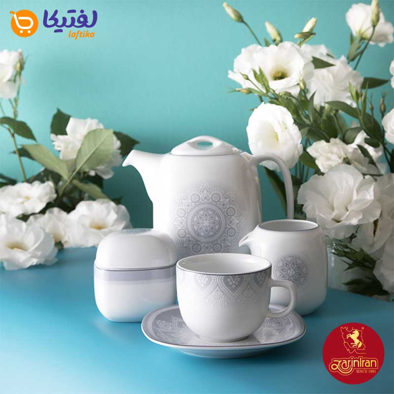 سرویس چای خوری چینی زرین کواترو طرح ادلین توسی 12 نفره