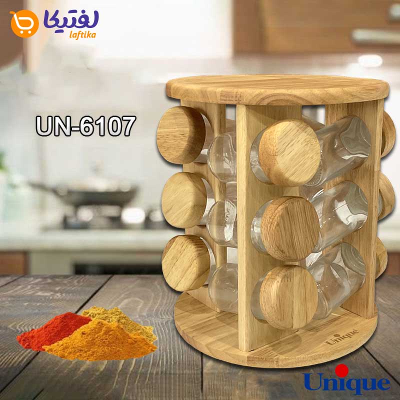ادویه 12 تایی گردان ایستاده چوبی یونیک UN-6107