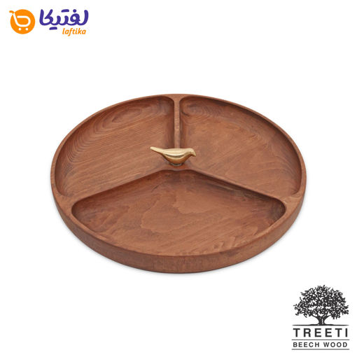 اردورخوری چوبی گرد سه خانه تیریتی بزرگ B2125-AXSP با گنجشک برنجی