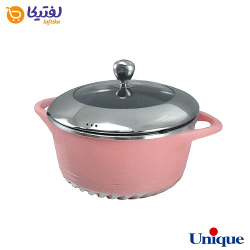 خرید قسطی سرویس قابلمه گرانیتی یونیک 15 پارچه صورتی UN-8746