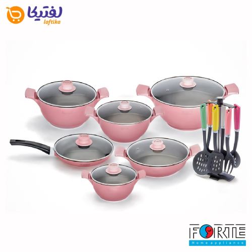 بهترین قیمت سرویس قابلمه رزگلد فورته اسکار پلاس 18 پارچه