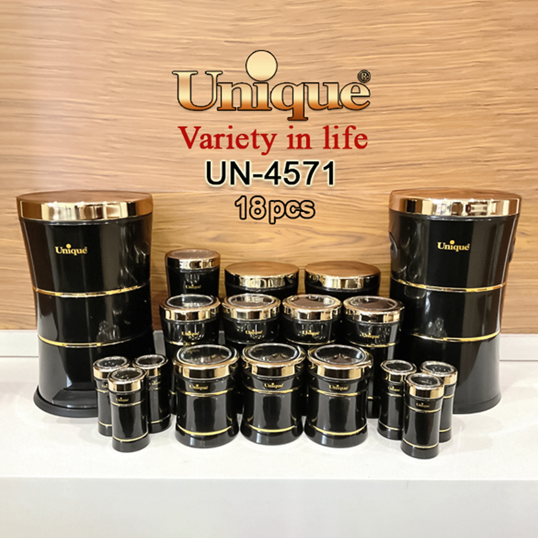 سرویس 18 پارچه کمر باریک خطی مشکی براق درب استیل یونیک UN-4571