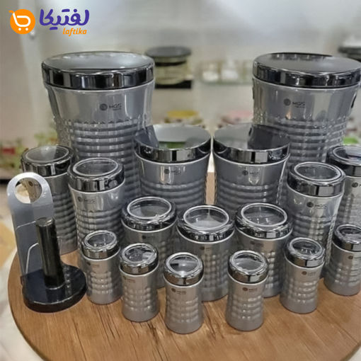 سرویس آشپزخانه 18 پارچه کریستالی ام جی اس MGS نقره ای درب دودی