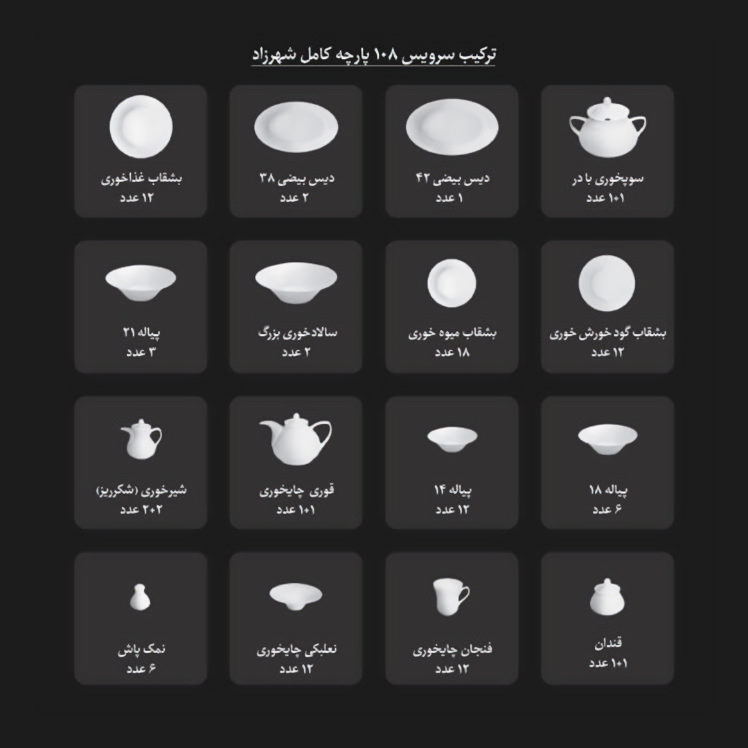 چینی زرین سرویس 12 نفره شهرزاد طرح کلوپاترا