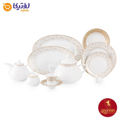چینی زرین سرویس 12 نفره شهرزاد طرح ژئومتریکال نقره ای