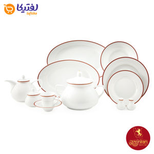 چینی زرین با کیفیت سرویس 12 نفره کامل شهرزاد طرح سپینود ارغوانی