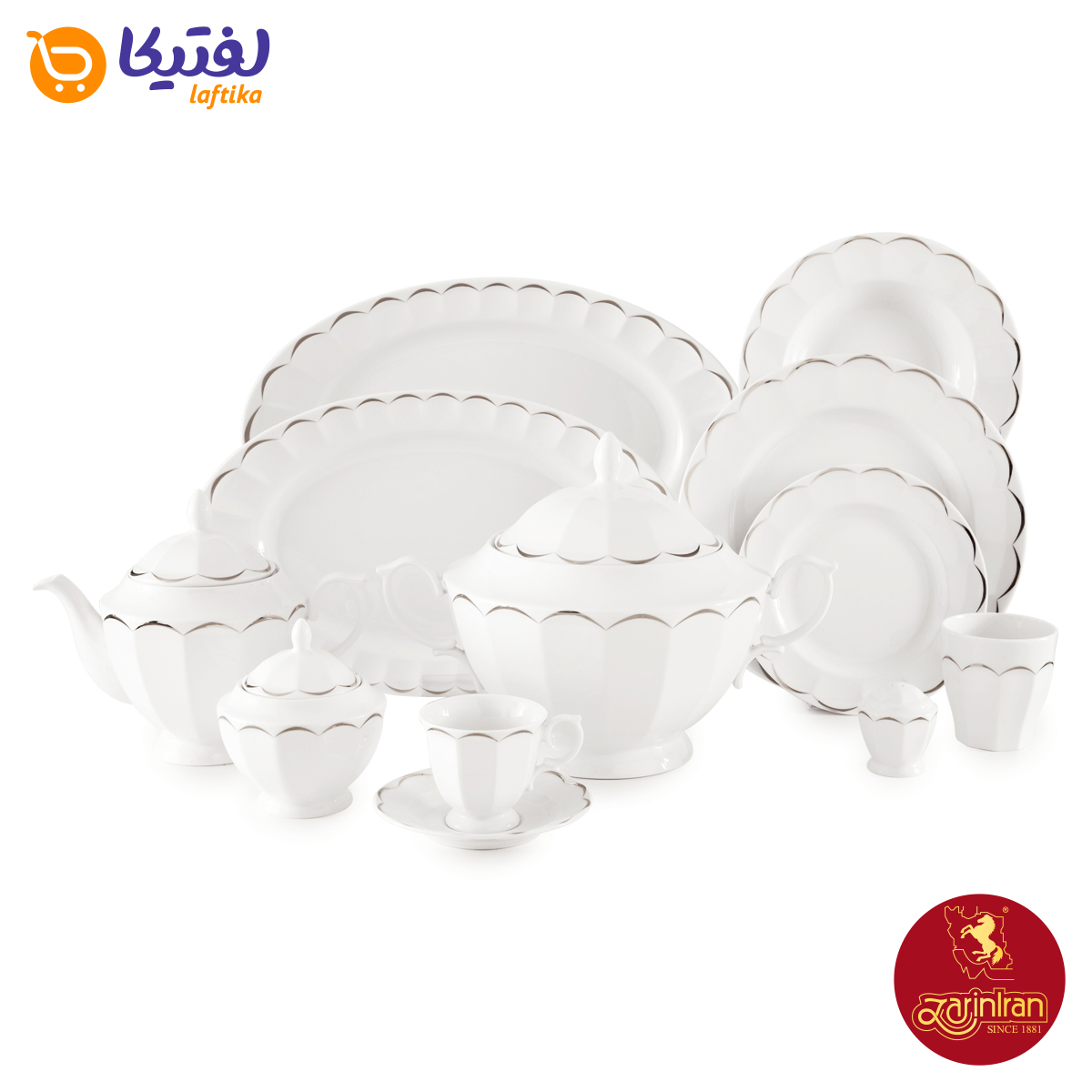 معرفی چینی زرین سرویس 12 نفره نئوکلاسیک طرح نارسیس پلاتینی