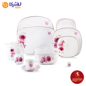 چینی زرین با کیفیت سرویس 12 نفره کواترو طرح رزفلاور