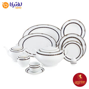 قطعات چینی زرین سرویس 12 نفره ایتالیا اف طرح پرشیا سرمه ای