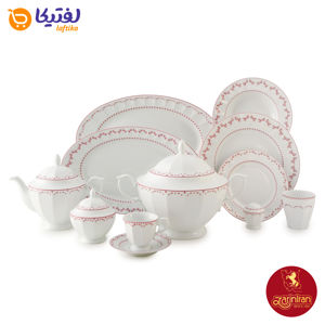 خرید چینی زرین سرویس 12 نفره نئوکلاسیک طرح فرانسیس صورتی