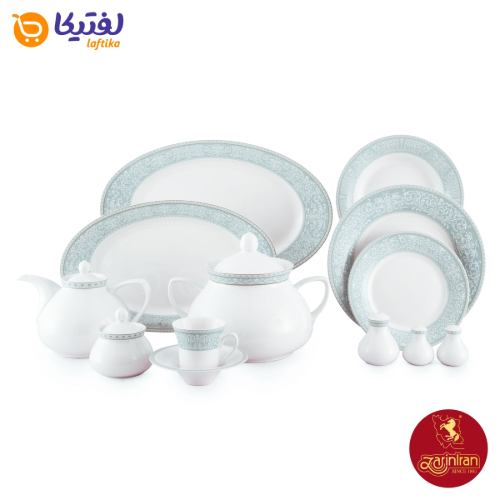 قیمت چینی زرین سرویس 12 نفره شهرزاد طرح ورونا فیروزه ای